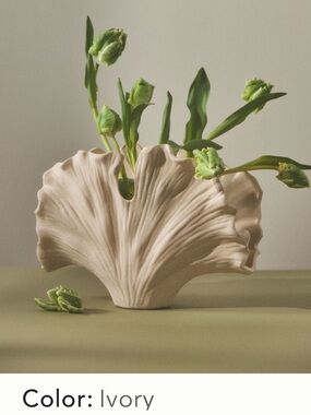 Anthropologie Ginkgo Ceramic Vase